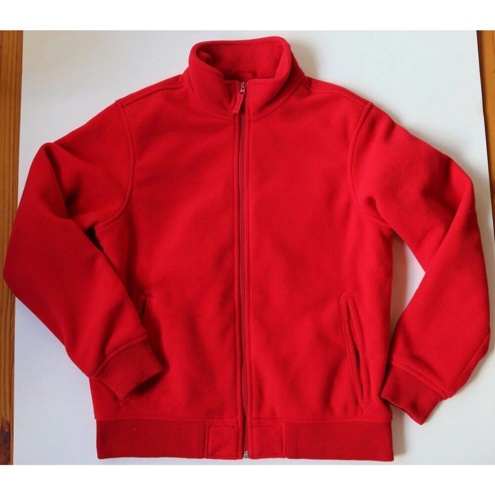 Lands' End Men's Sz S Red‎ Zip Front Thermacheck Lined Fleece Jacket